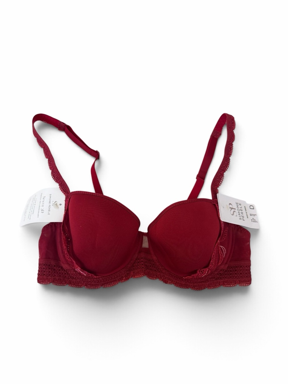 Simone Perele Spacer 3D underwire Bra Burgundy Lace Trim